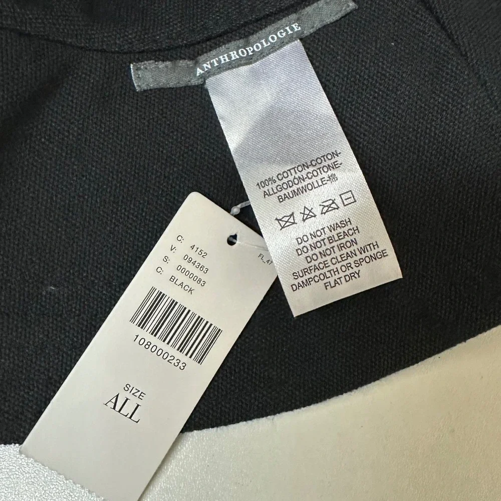 Anthropologie Black Polka Dot Cotton Canvas Wide Brim Bucket Hat NWT One Size